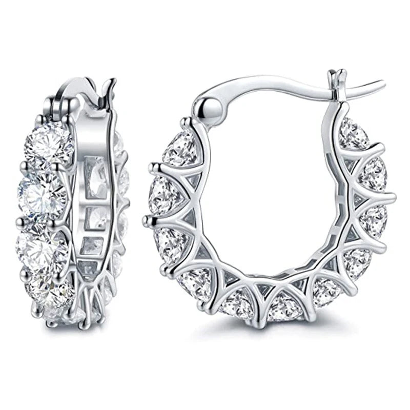 Huitan Crystal CZ Hoop Earrings – Dazzling Statement Jewelry for Women, Perfect Wedding, Party & Gift