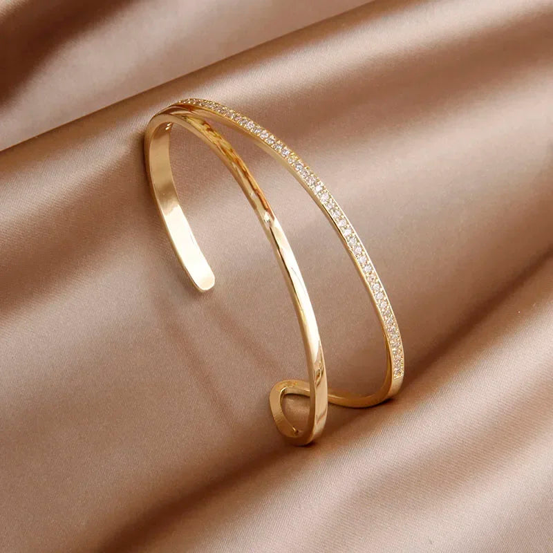 2024 New Knot Crystal Bangles for Women - Fashion Jewelry Open Bracelets Elegant Design