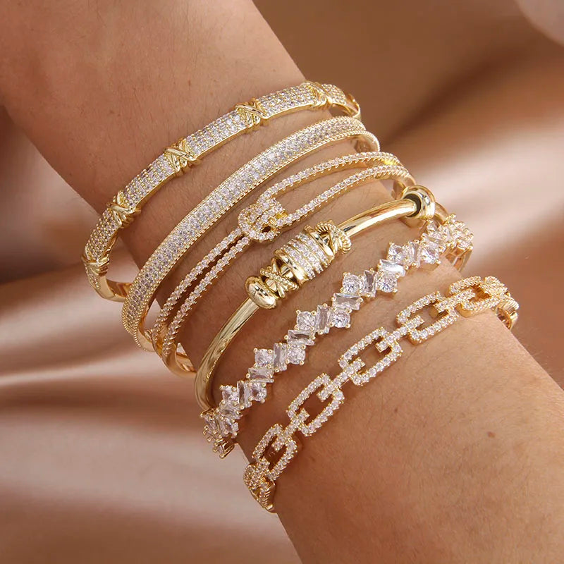 2024 New Knot Crystal Bangles for Women - Fashion Jewelry Open Bracelets Elegant Design