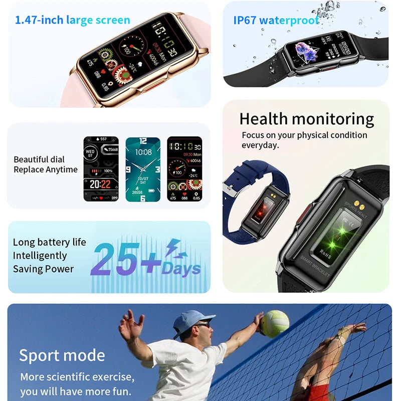 2024 New Sports Smart Watch Men Women 1.47-inch Full Touch GPS Fitness Tracker IP67 Waterproof Smartwatch For Android IOS Phone