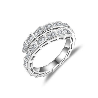 "Cloud Snake Moissanite Ring – Elegant 925 Sterling Silver Open Band, Unique Gift for Women, Perfect for Wedding or Parties"