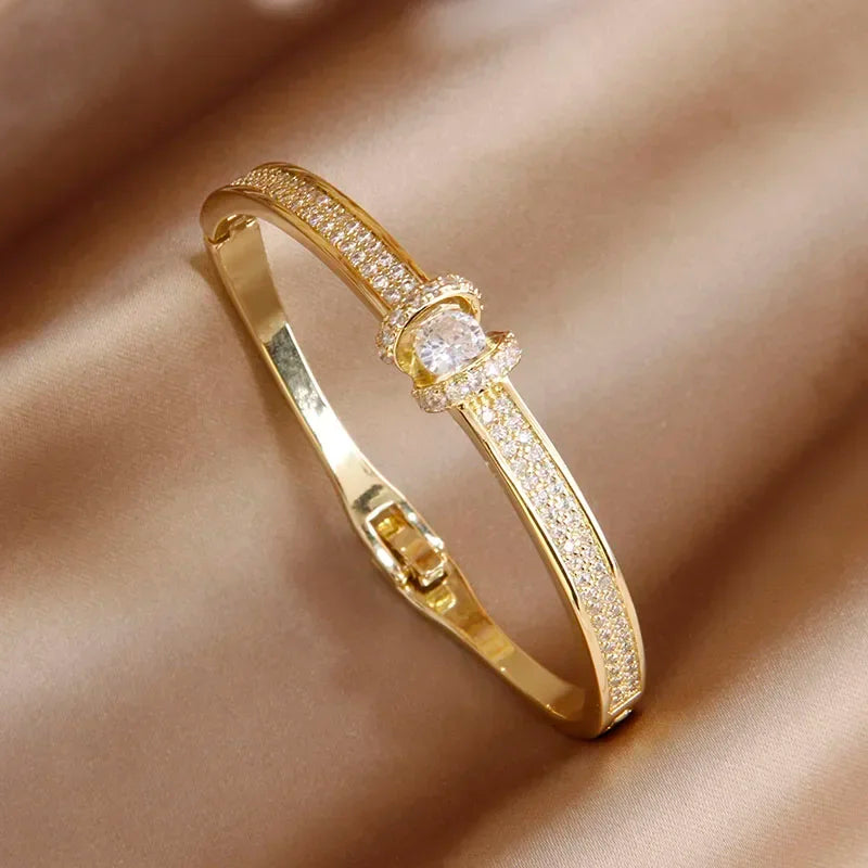 2024 New Knot Crystal Bangles for Women - Fashion Jewelry Open Bracelets Elegant Design