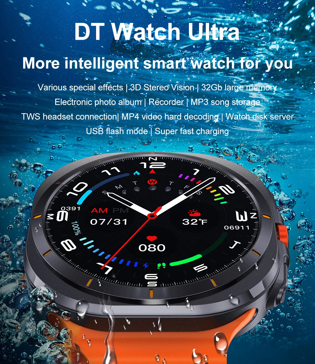 2025 New Galaxy Watch 7 Ultra | 32GB Smartwatch GPS NFC | 1.5" AMOLED Screen Fitness & Health Tracker