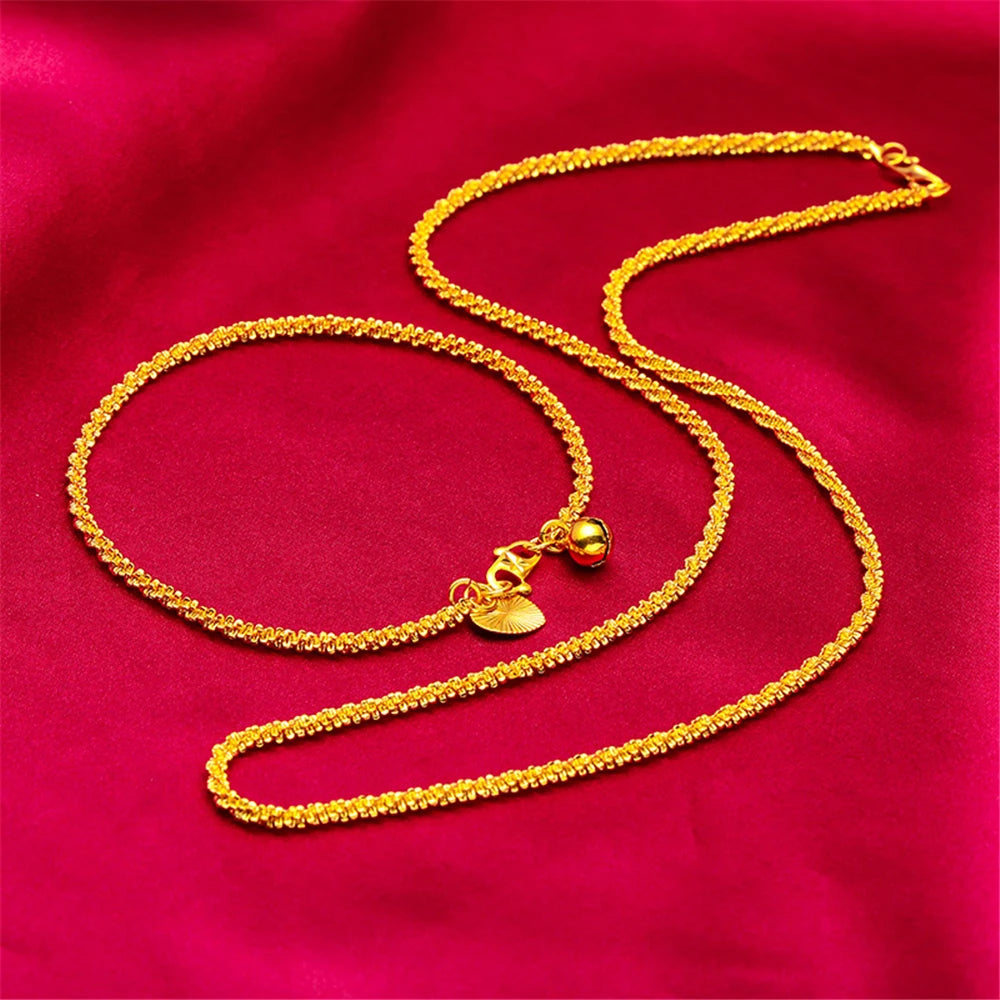 24K Gold Color Jewelry Set - Necklace & Bracelet for Women, Wedding Accessories, Party Gift Bijoux