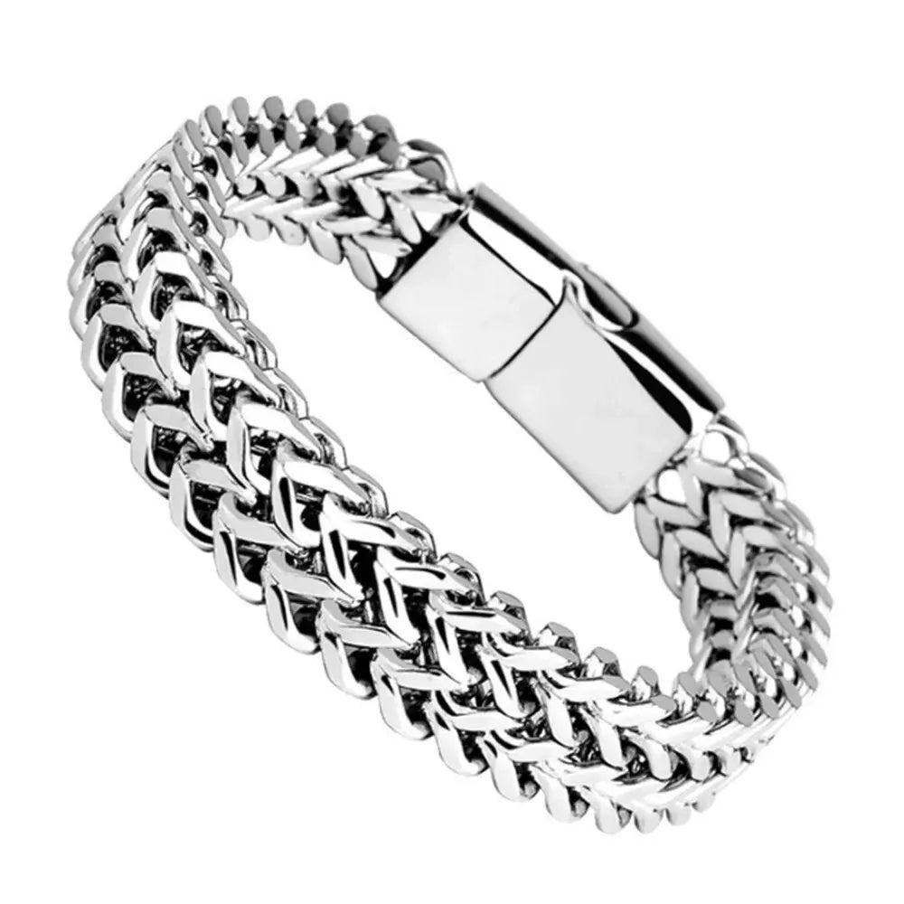 Double-Stranded Magnetic Snake Bone Bracelet – Front & Back Magnetic Alloy Jewelry for Modern Style