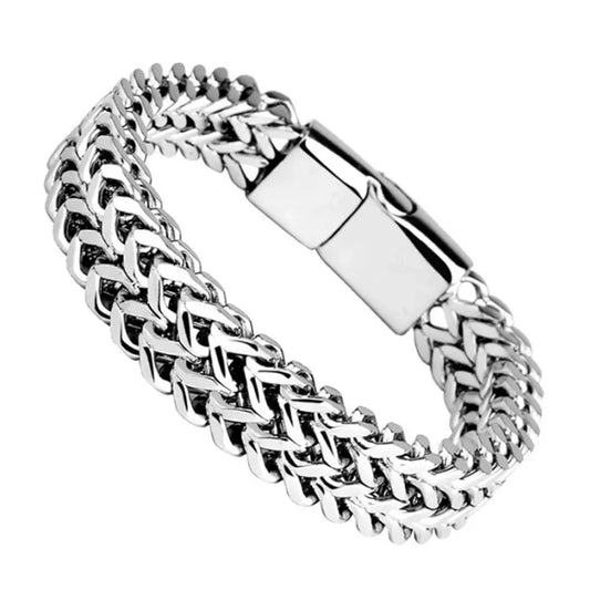 Double-Stranded Magnetic Snake Bone Bracelet – Front & Back Magnetic Alloy Jewelry for Modern Style