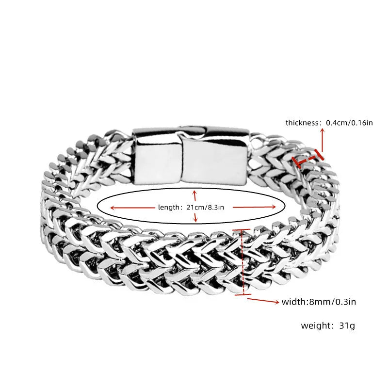 Double-Stranded Magnetic Snake Bone Bracelet – Front & Back Magnetic Alloy Jewelry for Modern Style