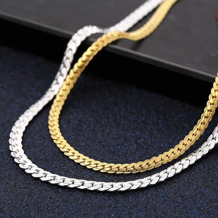 "925 Sterling Silver 18K Gold-Plated 6MM Chain Bracelet & Necklace Set for Men & Women - Wedding, Party, Gift Jewelry"
"Elegant 925 Sterling Silver 18K Gold 6MM Chain Bracelet & Necklace - Unisex Jewelry Set for Fashion, Wedd