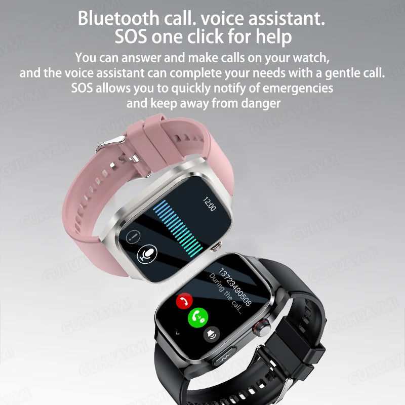 2025 New Uric Acid Blood Fat Smart Watch Men Blood Sugar ECG+PPG Blood Pressure Bluetooth Call Sports