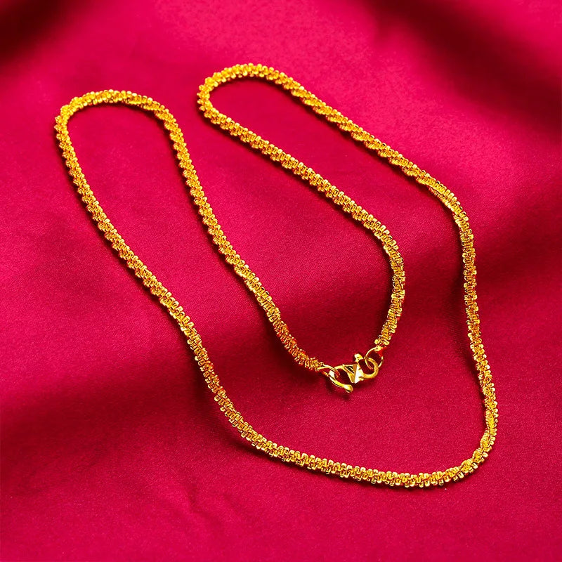 24K Gold Color Jewelry Set - Necklace & Bracelet for Women, Wedding Accessories, Party Gift Bijoux