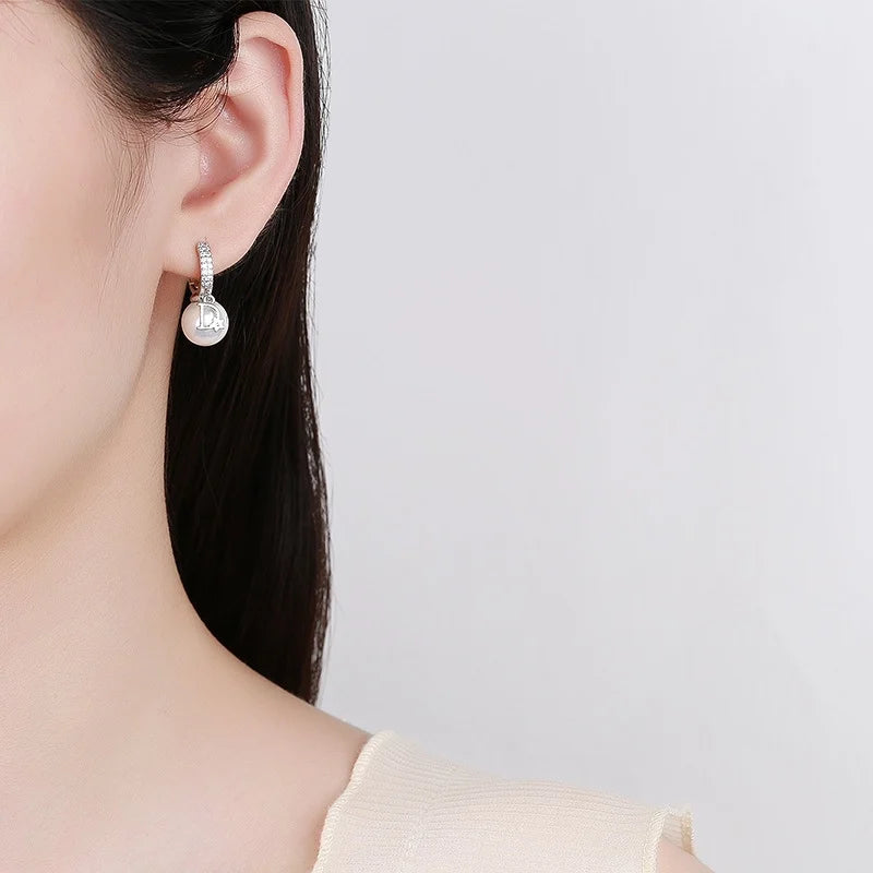 Korean Pearl D-Letter Luxury Earrings - Trendy High-End Jewelry for Women