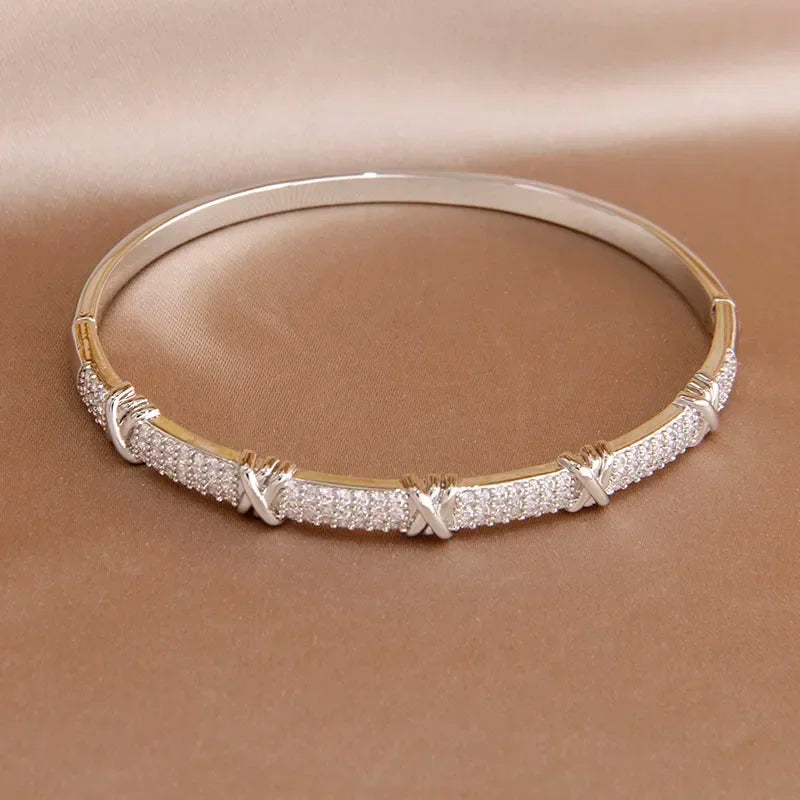 2024 New Knot Crystal Bangles for Women - Fashion Jewelry Open Bracelets Elegant Design