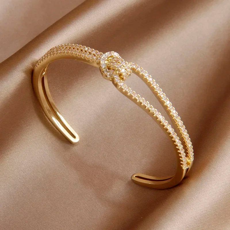 2024 New Knot Crystal Bangles for Women - Fashion Jewelry Open Bracelets Elegant Design