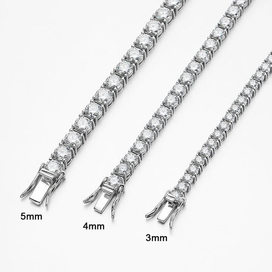 Serenity Moissanite Tennis Bracelet - 3mm-6.5mm D Color VVS1 S925 Silver Hand Chain for Women & Men Anniversary Gift