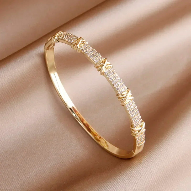 2024 New Knot Crystal Bangles for Women - Fashion Jewelry Open Bracelets Elegant Design