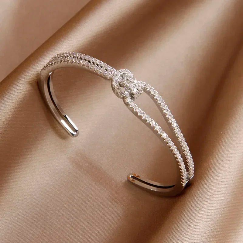 2024 New Knot Crystal Bangles for Women - Fashion Jewelry Open Bracelets Elegant Design