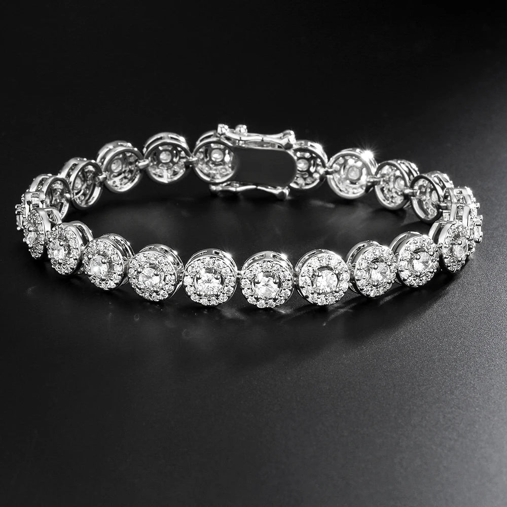 Fashion Round Cubic Zirconia Bracelet for Women & Men – Gold, Silver, Copper, Couple's Holiday Gift, Party & Everyday Jewelry