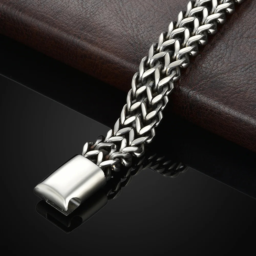 Double-Stranded Magnetic Snake Bone Bracelet – Front & Back Magnetic Alloy Jewelry for Modern Style