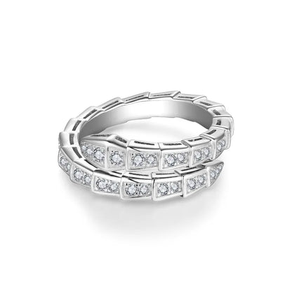 "Cloud Snake Moissanite Ring – Elegant 925 Sterling Silver Open Band, Unique Gift for Women, Perfect for Wedding or Parties"