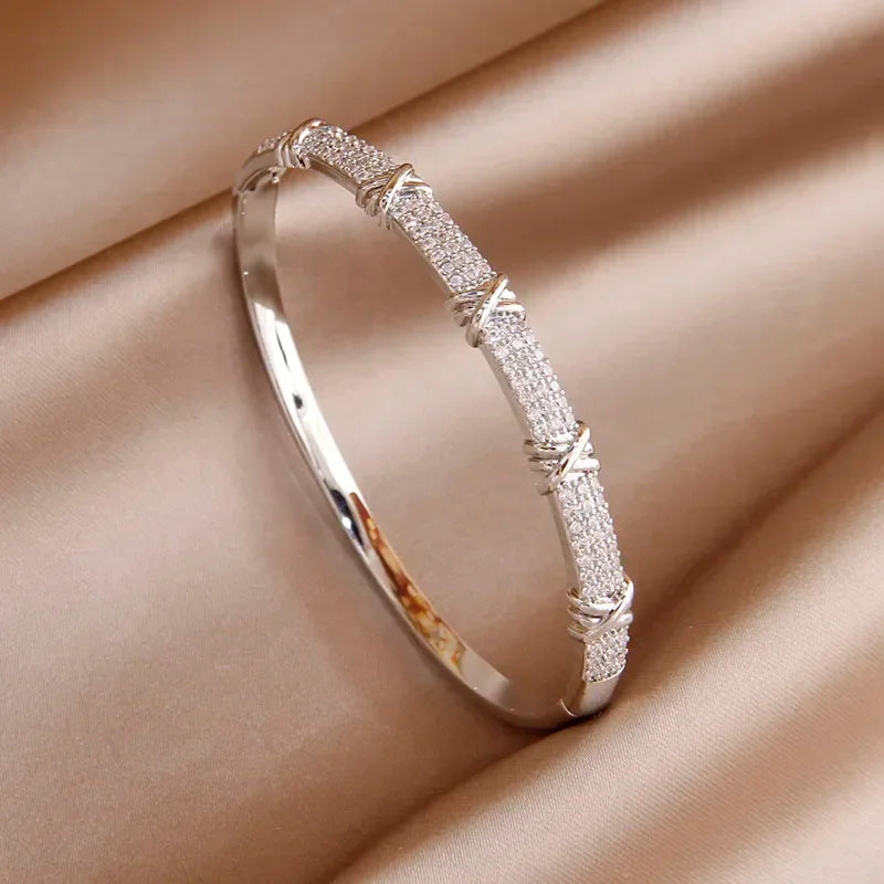 2024 New Knot Crystal Bangles for Women - Fashion Jewelry Open Bracelets Elegant Design