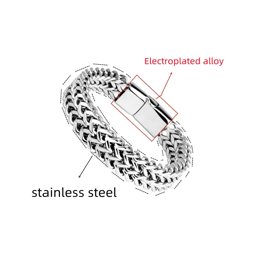 Double-Stranded Magnetic Snake Bone Bracelet – Front & Back Magnetic Alloy Jewelry for Modern Style