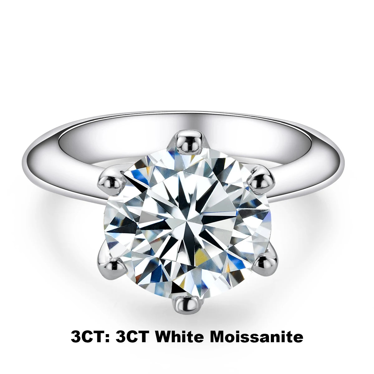 AnuJewel 1ct 2ct 3ct 5ct D Color Moissanite Engagement Ring, 925 Sterling Silver, Gold Plated Solitaire Rings Wholesale