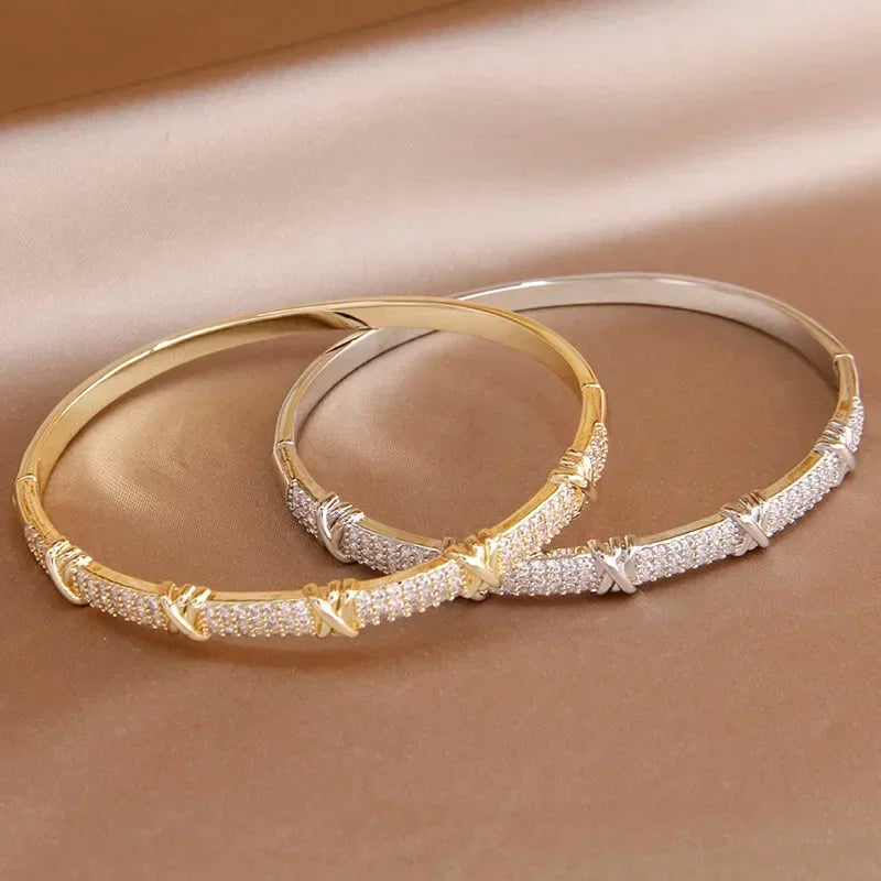 2024 New Knot Crystal Bangles for Women - Fashion Jewelry Open Bracelets Elegant Design